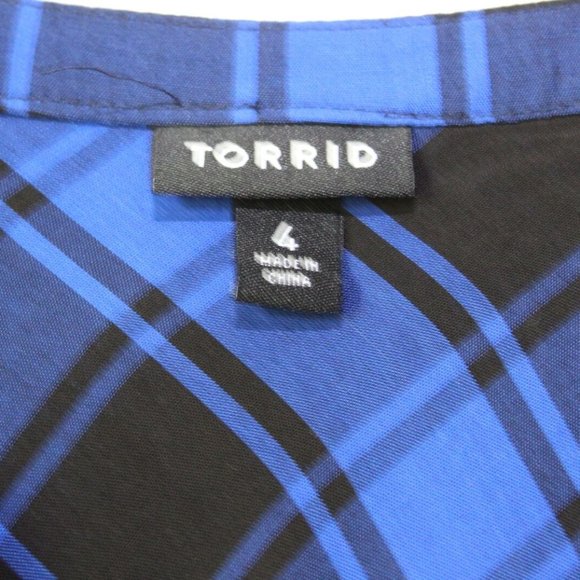 Torrid Buffalo Plaid Long Sleeve Button Babydoll Tunic Top Plus Size 4 4X H13413 - Picture 4 of 11